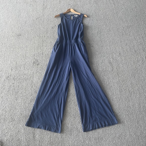 Pact Pants - Pact Organic Blue Wide Leg Romper, Jumper. Jumpsuit. Medium